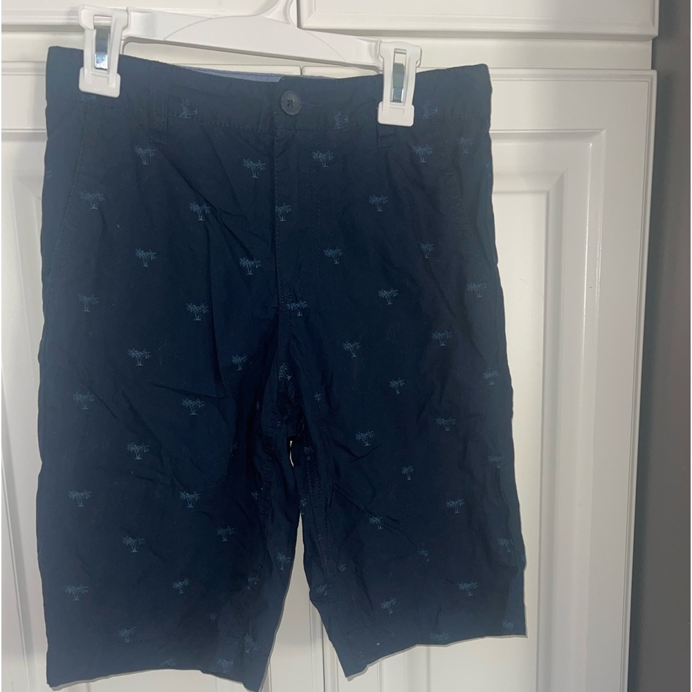 Old Navy Boys‎ Navy Blue Palm Tree Bermuda Shorts Adjustable Waist Sz 10